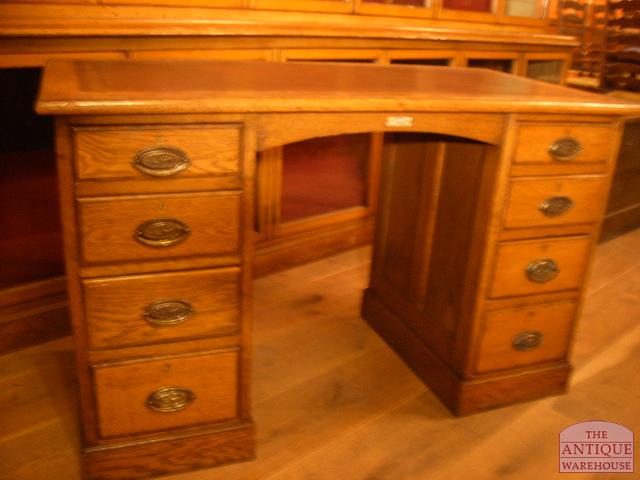 Antiek bureau, Engels, eiken, circa 1900 3