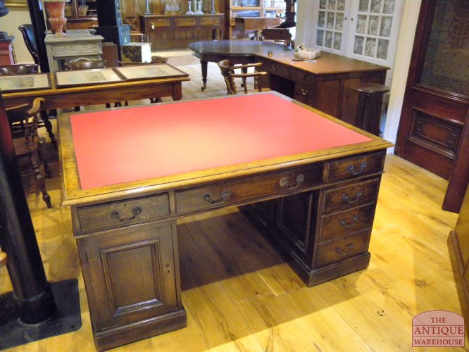 antiek eiken bureau, partners desk, VERKOCHT