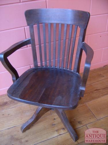 Antieke eiken bureaustoel, circa 1920 3