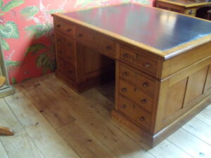 antiek eiken partners desk, dubbel bureau