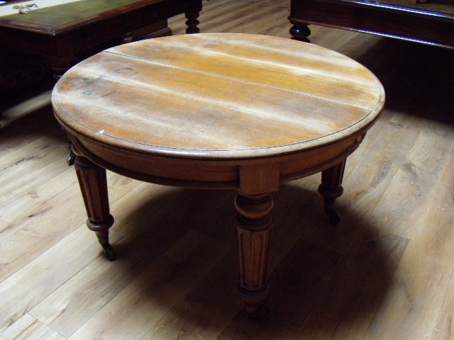 antiek eiken ronde uitdraai uitschuifbare eettafel 3