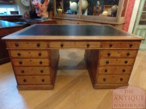 antiek eikenhouten partners desk, antiek bureau