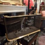 Antiek haardscherm van messing en ijzer 1