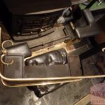 Antiek haardscherm van messing en ijzer 2