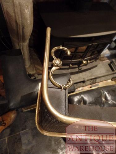 Antiek haardscherm van messing en ijzer 3