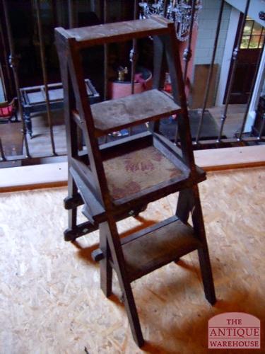 antiek mahonie bibliotheek trapje