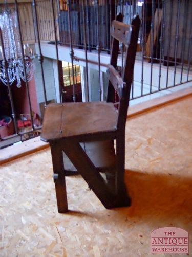 Antiek mahonie bibliotheek trapje 3