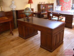antiek mahonie Engels miltary desk, bureau, VERKOCHT