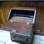 Antiek mahonie klepbureau, secretaire 2
