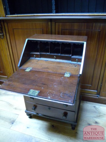 Antiek mahonie klepbureau, secretaire 2
