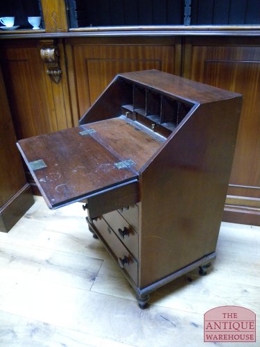 Antiek mahonie klepbureau, secretaire 3
