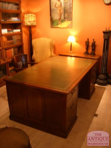 antiek mahonie partners desk, circa 1920, VERKOCHT