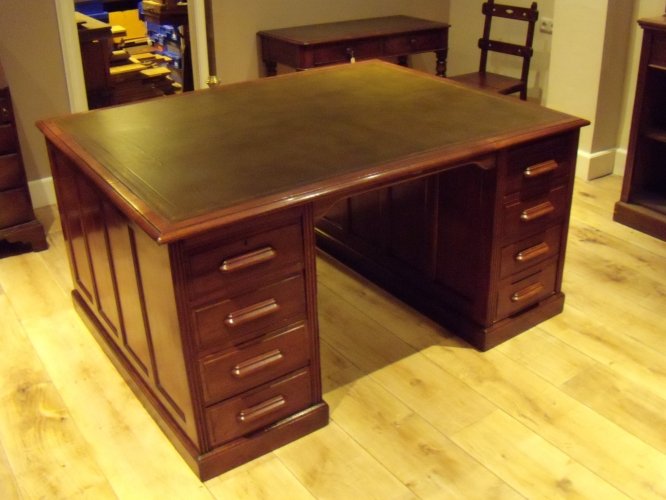 Antiek mahonie partnersbureau, circa 1900 3