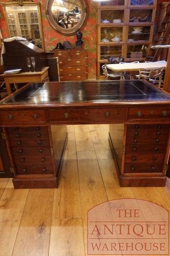 Antiek mahoniehouten Engels bureau, partners desk 2