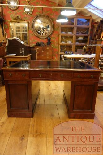 Antiek mahoniehouten Engels bureau, partners desk 4