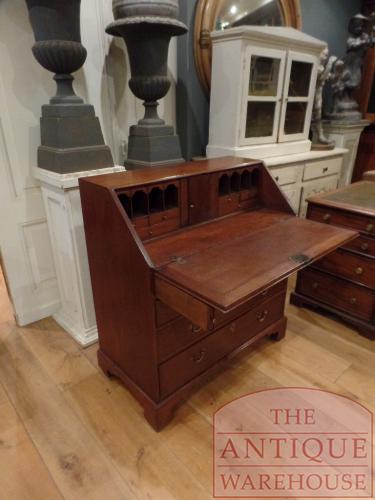 Antiek mahoniehouten Engels secretaire, klepbureau 2