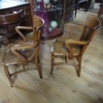 Antiek paar eiken bureaustoelen 2