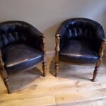 antiek paar Engelse bibliotheekstoelen 3