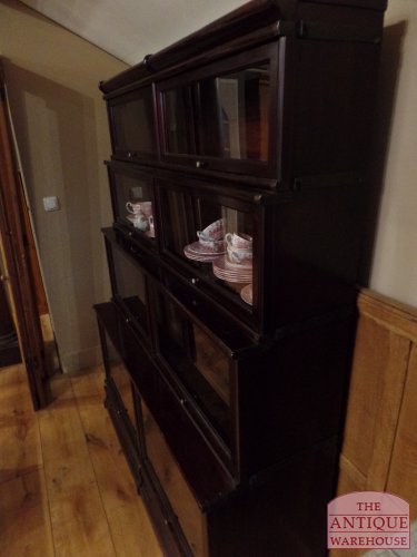 Antieke bijzondere waterval mahonie Globe Wernicke boekenkast 2