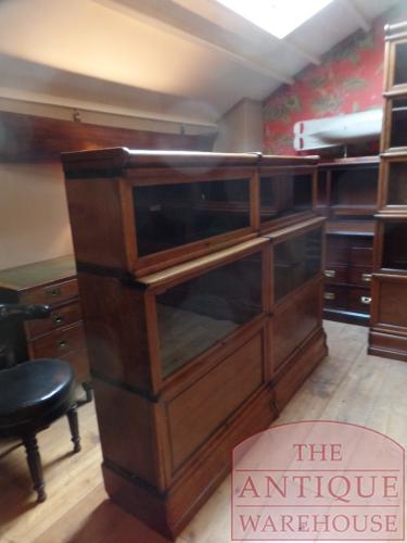 Antieke boekenkast met diepe delen Globe Wernicke van mahonie en eikenhout 2