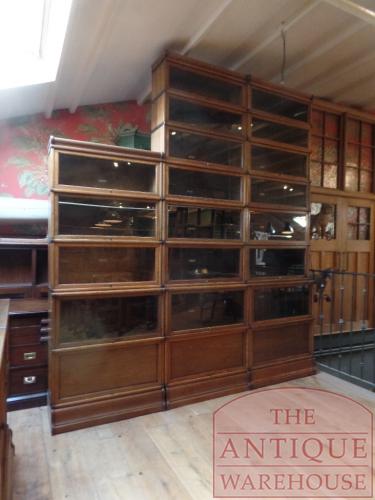 Antieke boekenkast met diepe delen Globe Wernicke van mahonie en eikenhout 3