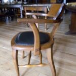 Antieke bureaustoel met leren zitting, eiken, Engels, circa 1920 2