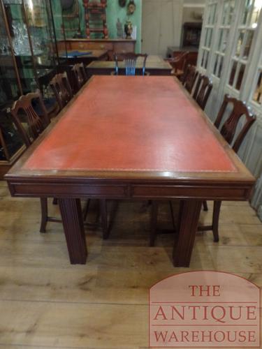 Antieke schrijftafel, vergadertafel circa 1920, 106 cm bij 242 cm 2