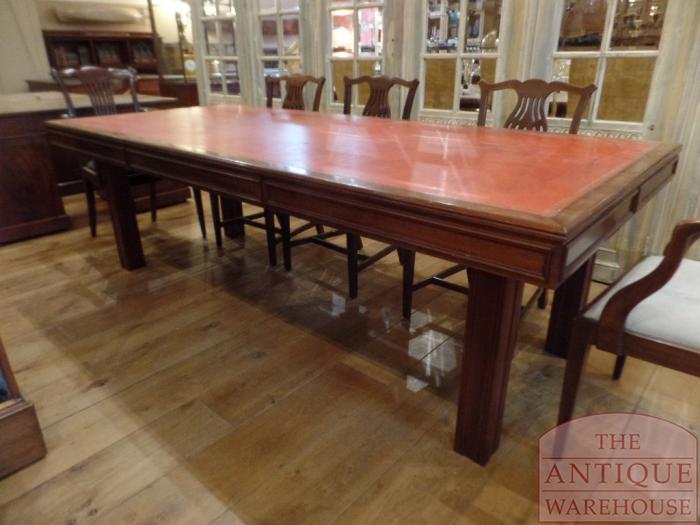 Antieke schrijftafel, vergadertafel circa 1920, 106 cm bij 242 cm 3