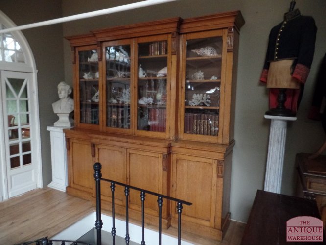 Antieke eiken breakfront boekenkast 2
