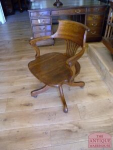 antieke eiken bureaustoel, circa 1900, VEERKOCHT