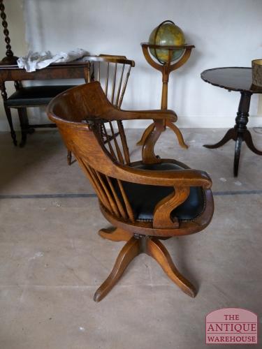 Antieke eiken bureaustoel, circa 1900 2