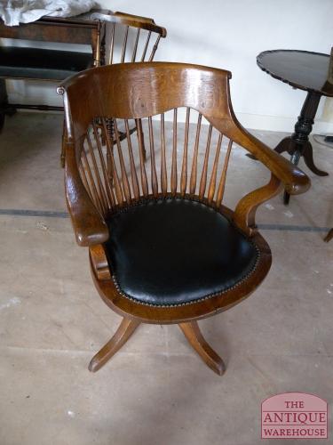 Antieke eiken bureaustoel, circa 1900 3