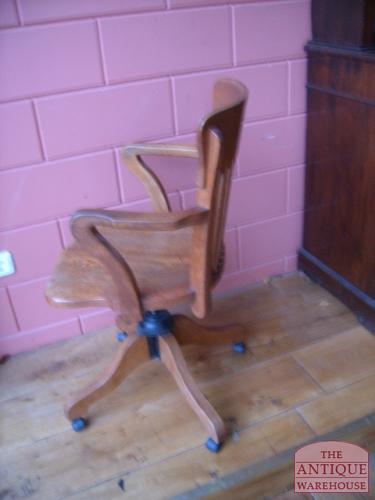 antieke eiken bureaustoel, circa 1900, VERKOCHT