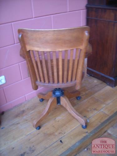 Antieke eiken bureaustoel, circa 1900 2