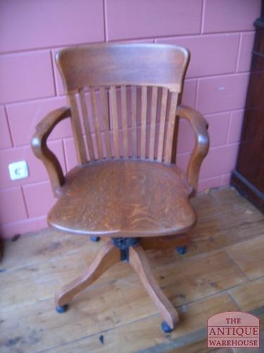 Antieke eiken bureaustoel, circa 1900 3