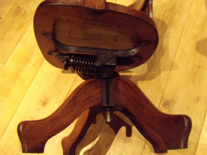 Antieke eiken bureaustoel, circa 1900 2