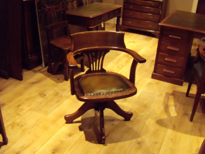 Antieke eiken bureaustoel, circa 1900 3