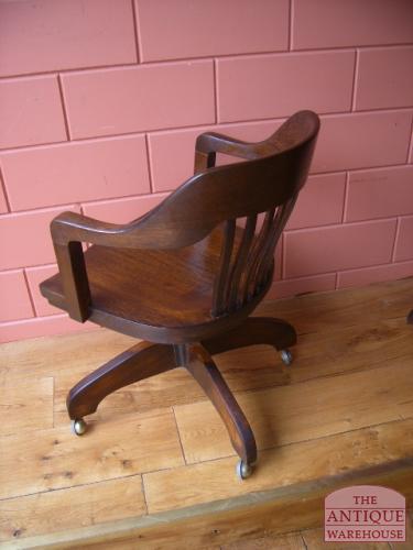 antieke eiken bureaustoel, circa 1920, VERKOCHT