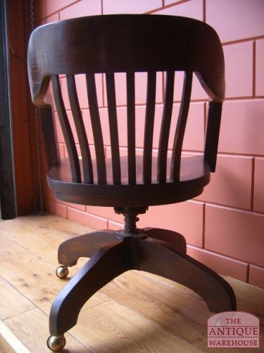 Antieke eiken bureaustoel, circa 1920 2