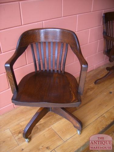 Antieke eiken bureaustoel, circa 1920 3