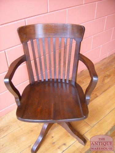 Antieke eiken bureaustoel, circa 1920 3