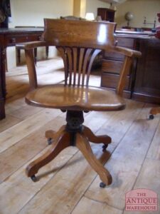 antieke eiken bureaustoel, circa 1920, VERKOCHT