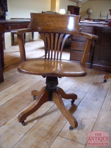 antieke eiken bureaustoel, circa 1920, VERKOCHT