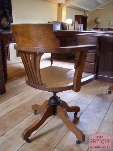 Antieke eiken bureaustoel, circa 1920 2