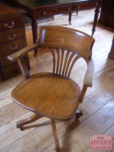 Antieke eiken bureaustoel, circa 1920 3
