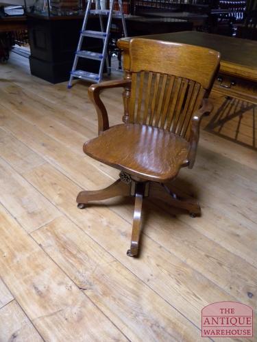 Antieke eiken bureaustoel 3