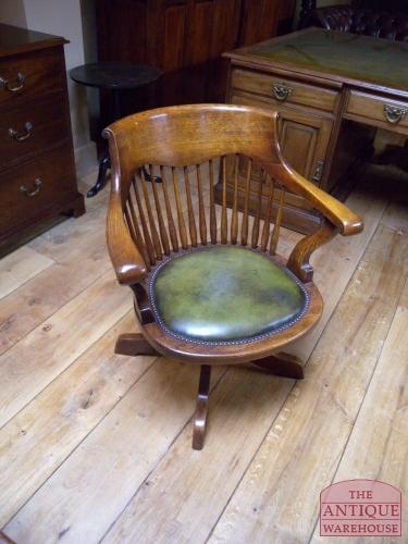 Antieke eiken bureaustoel 3