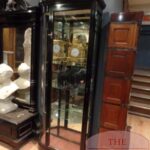 Antieke eiken mahoniehouten vitrine kasten 3