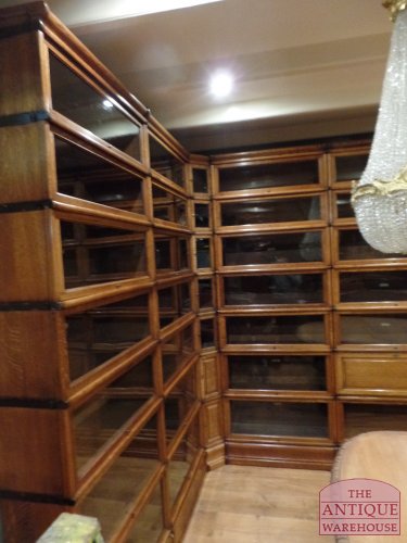 Antieke eiken stapelbare Globe Wernicke hoekbibliotheek 2