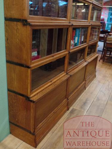 Antieke eikenhouten drievoudige Globe Wernicke boekenkast 4